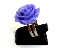 Bague réglable fleur rose violette