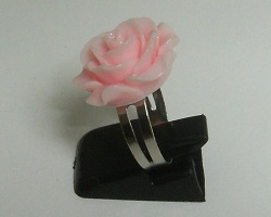 Bague réglable fleur rose