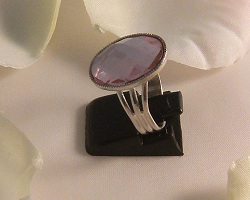 Bague cabochon strass  rose