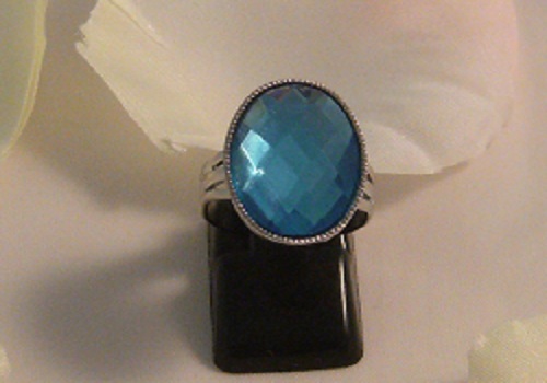 Bague cabochon strass  bleu
