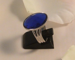 Bague cabochon strass bleu