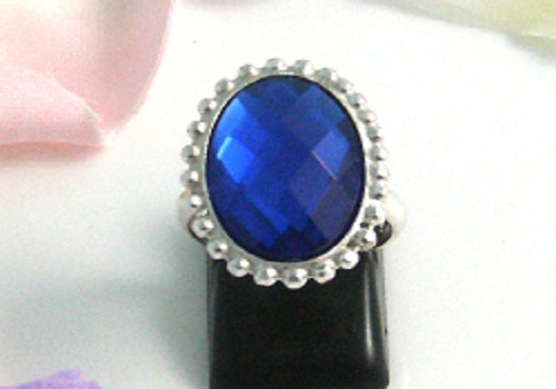 Bague argent 925  strass bleu