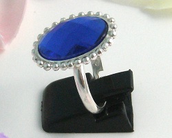 Bague argent 925  strass bleu