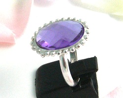 Bague argent 925  strass parme