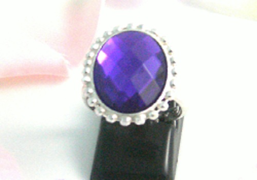 Bague argent 925  strass violet