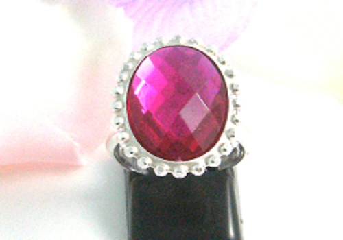 Bague argent 925  strass rose