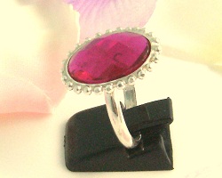 Bague argent 925  strass rose