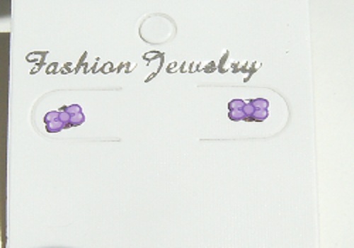 Boucles d'oreilles puces artisanales noeud violet