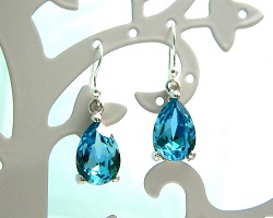 Boucles d'oreilles cristal swarovski bleu argent 925