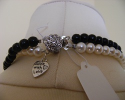 Sautoir double noir et blanc fait main