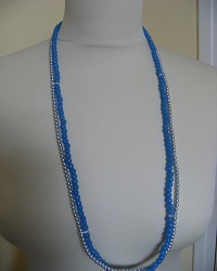 Sautoir double perles bleu fait main