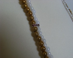 Sautoir double blanc jaune fait main