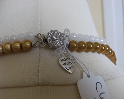 Sautoir double blanc jaune fait main